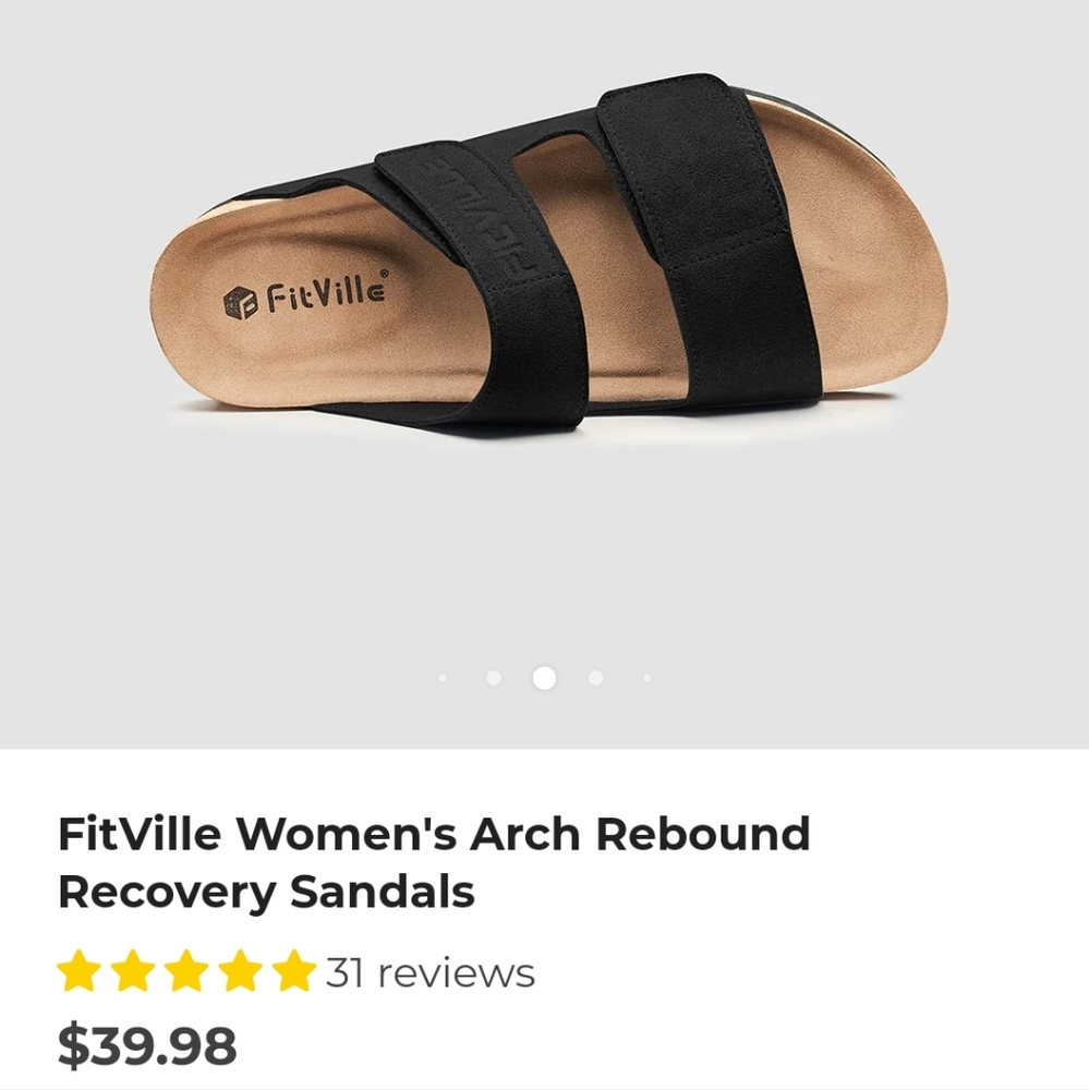 NWT Women's Arch Rebound Recovery Sandals (Pitch Black) - FitVille - Picture 8 of 12